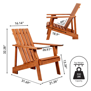 Irving Outdoor Patio Modern Acacia Wood Adirondack Chair - JONATHAN Y